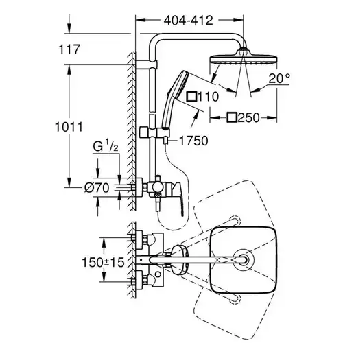 Душевая система Grohe Tempesta System 250 Cube 26692001 - almatherm.kz