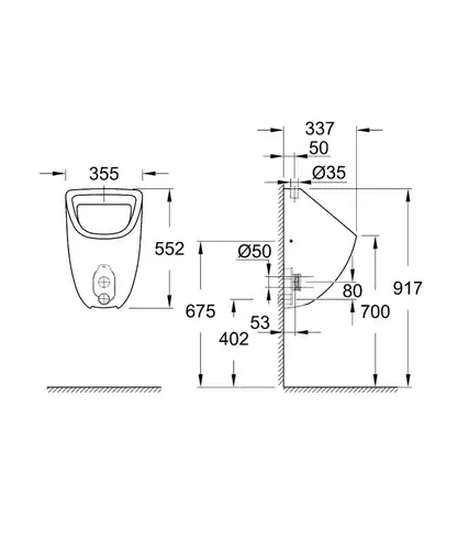 Писсуар верхний подвод Grohe Bau Ceramic 39439000 - almatherm.kz