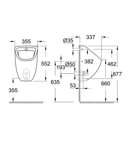 Писсуар скрытого монтажа Grohe Bau Ceramic 39438000 - almatherm.kz