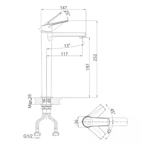 Смеситель раковины бетон Daiva DA 10-10 В-В - almatherm.kz