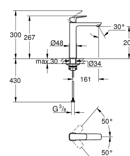 Смеситель раковины размер XL черный матовый Grohe Cubeo 1017292430 - almatherm.kz
