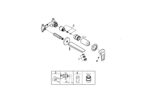 Смеситель раковины настенного монтажа Grohe BauLoop 20289001 - almatherm.kz