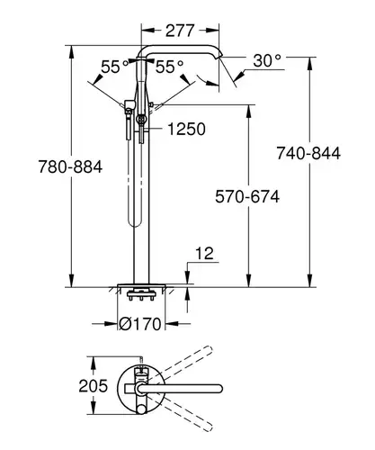 Смеситель ванны напольного монтажа Grohe Essence 23491001 - almatherm.kz