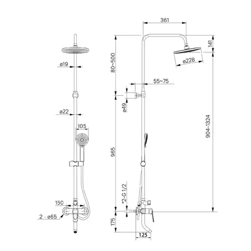Душевая система Iddis Male MALSB3Fi06 - almatherm.kz