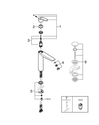 Смеситель раковины настольный размер XL Grohe EuroSmart 23971003 - almatherm.kz