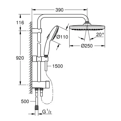 Душевой гарнитур Grohe Tempesta System 250 26675001 - almatherm.kz