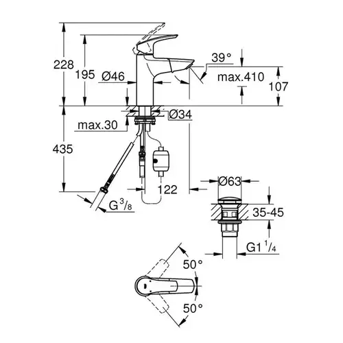 Смеситель раковины с выдвижной лейкой Grohe Eurosmart 23976003 - almatherm.kz