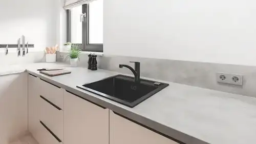 Смеситель кухни с низким изливом черный Grohe Start 324412432 - almatherm.kz