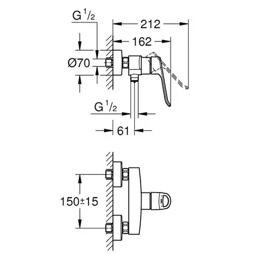 Смеситель душа Grohe Eurosmart 25242003 - almatherm.kz
