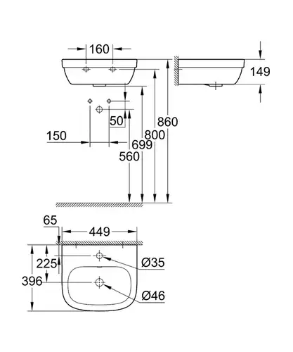 Раковина подвесная 45 Grohe Euro Ceramic 39324000 - almatherm.kz