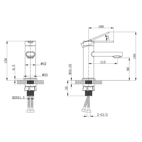 Смеситель раковины бетон Divic DV 20-10-PB-AB - almatherm.kz