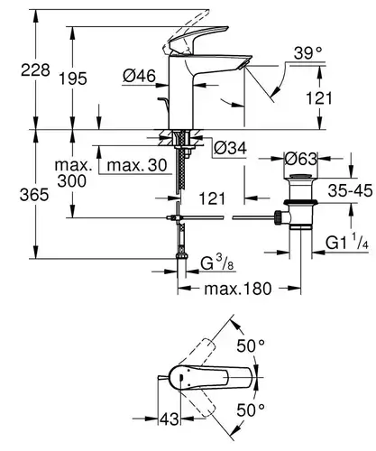 Смеситель раковины черный Grohe EuroSmart Cosmopolitan 233222433 - almatherm.kz