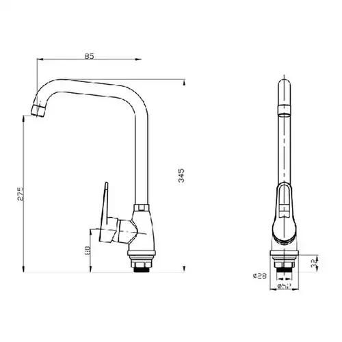 Смеситель кухни черный Divic DV 3-31-FD-G - almatherm.kz