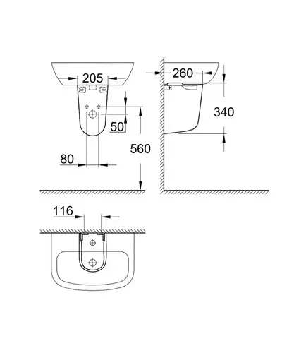 Полупьедестал Grohe Bau Ceramic 39426000 - almatherm.kz