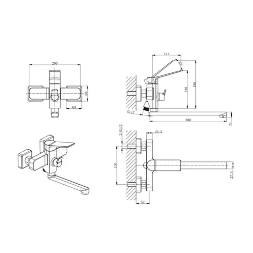 Смеситель ванны бетон Divic DV 18-7-PB-AA - almatherm.kz