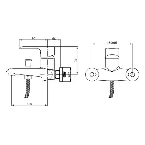 Смеситель ванны Divic DV 5-6-N - almatherm.kz