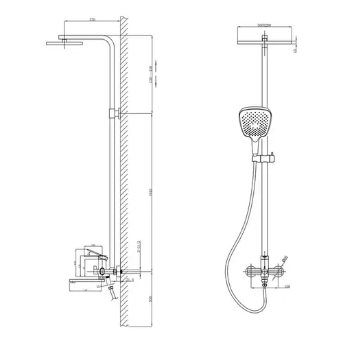 Душевая стойка бетон Divic DV 20-8-PB-AB - almatherm.kz
