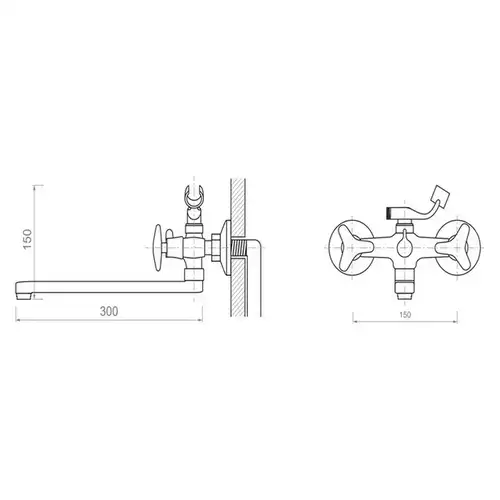 Смеситель ванны барашки Divic DV B15-7-Q - almatherm.kz
