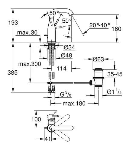Смеситель раковины холодный рассвет матовый размер M Grohe Essence 24173GN1 - almatherm.kz