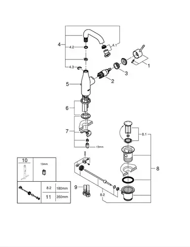 Смеситель раковины холодный рассвет матовый размер M Grohe Essence 24173GN1 - almatherm.kz