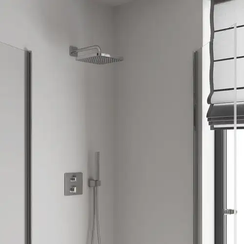 Верхний душ с душевым кронштейном 380 мм, хром (26687000) Tempesta 250 Cube GROHE - almatherm.kz