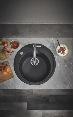 Мойка врезная круглая 510 черный гранит Grohe K200 31656AP0 - almatherm.kz