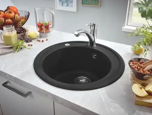 Мойка врезная круглая 510 черный гранит Grohe K200 31656AP0 - almatherm.kz