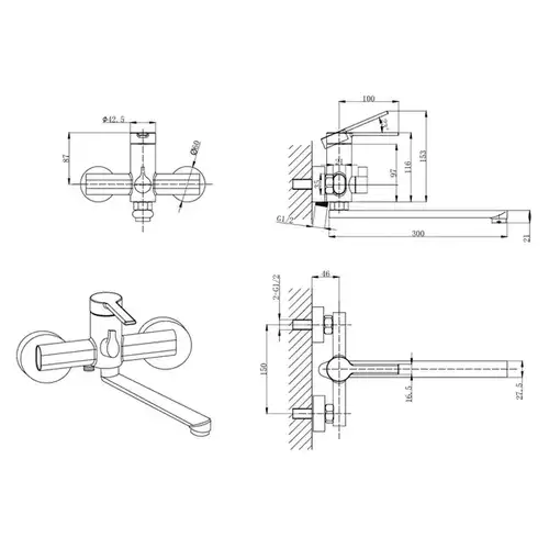 Смеситель ванны бетон Divic DV 20-7-PB-AB - almatherm.kz