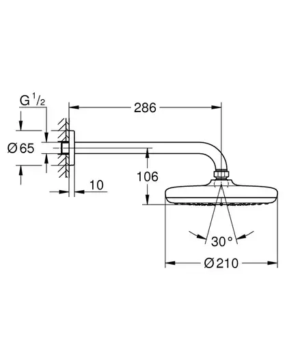 Верхний душ с душевым кронштейном 286 мм 26412000 Tempesta 210 GROHE - almatherm.kz