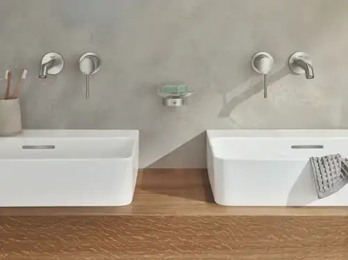 Смеситель раковины настенного монтажа суперсталь размер M Grohe Essence 29192DC1 - almatherm.kz