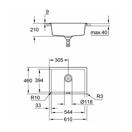 Мойка врезная прямоугольная 610x460 мрамор Grohe 31655AP0 - almatherm.kz