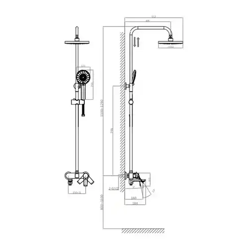 Душевая стойка золото Daiva DA 10-8 G - almatherm.kz