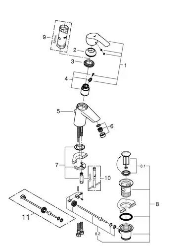 Смеситель раковины Grohe Eurosmart New 33265002 - almatherm.kz