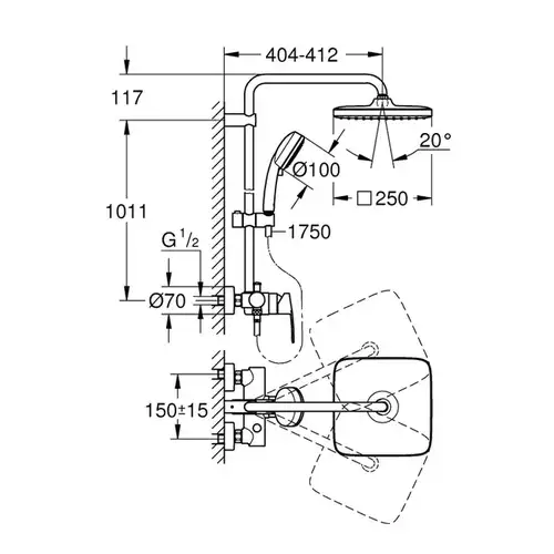 Душевая система Grohe Tempesta Cosmopolitan System 250 26692000 - almatherm.kz