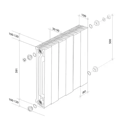 Радиатор биметаллический 500x100 (10 секций) PianoForte Silver Satin Royal Thermo - almatherm.kz