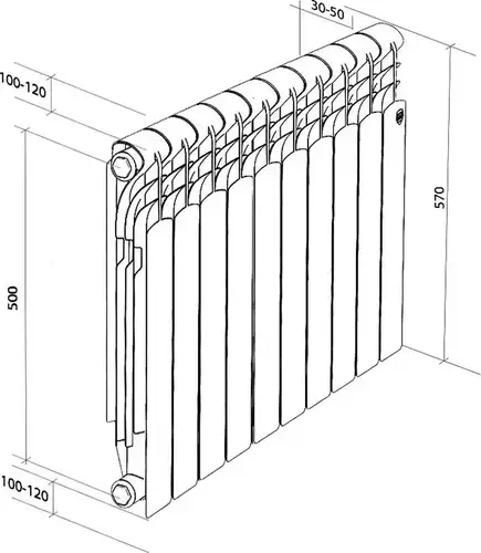 Радиатор алюминиевый 500x80 (1 секция) Revolution Royal Thermo - almatherm.kz