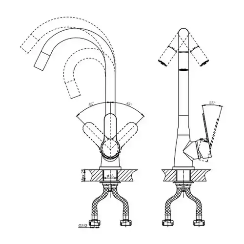 Смеситель кухни гибкий излив бетон Daiva DA 13-4 B - almatherm.kz