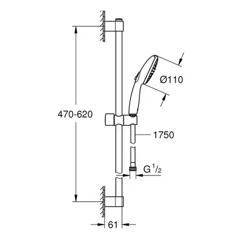 Душевой гарнитур без верхнего душа Grohe Tempesta New 100 27794001 - almatherm.kz