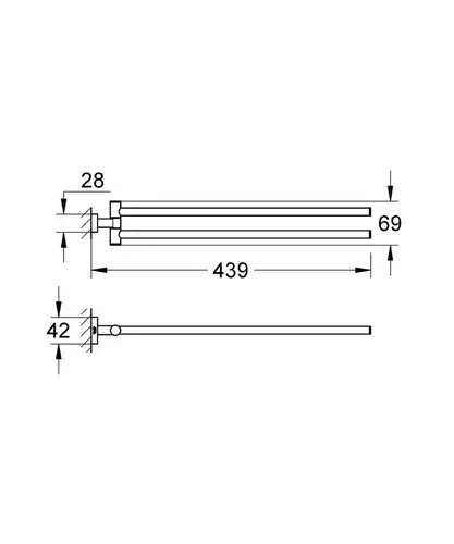 Полотенцедержатель двойной 600 мм Grohe Essentials Cube 40624001 - almatherm.kz