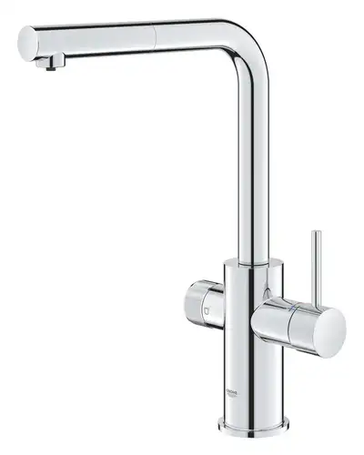 Смеситель кухни под фильтр с выдвижной лейкой хром Grohe Blue Pure Minta 30590000 - almatherm.kz