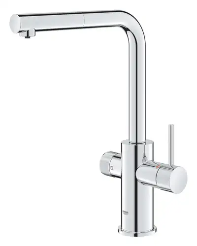Смеситель кухни под фильтр с выдвижной лейкой хром Grohe Blue Pure Minta 30590000 - almatherm.kz