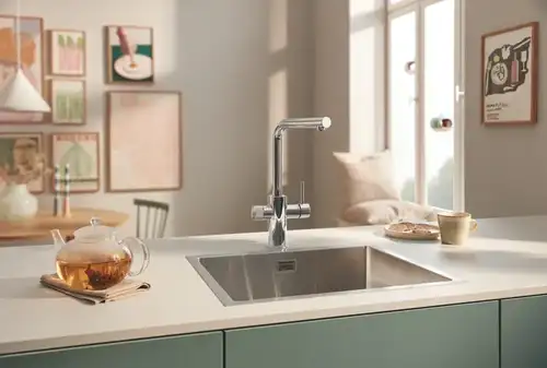 Смеситель кухни под фильтр с выдвижной лейкой хром Grohe Blue Pure Minta 30590000 - almatherm.kz