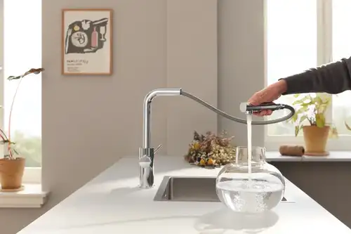 Смеситель кухни под фильтр с выдвижной лейкой хром Grohe Blue Pure Minta 30590000 - almatherm.kz