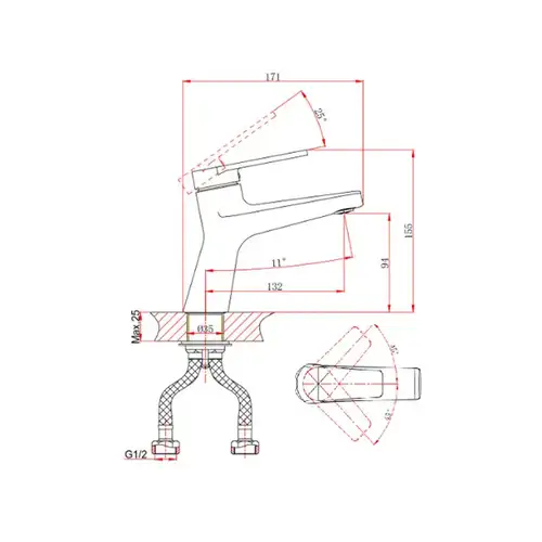 Смеситель раковины бетон Daiva DA 11-10 B - almatherm.kz