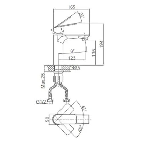 Смеситель раковины Daiva DA 15-10 - almatherm.kz