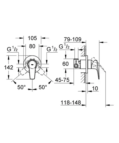 Смеситель душа скрытая установка Grohe BauFlow 29046000 - almatherm.kz