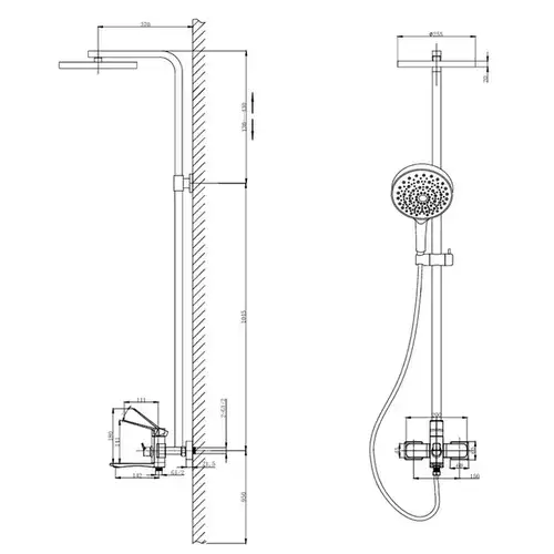 Душевая стойка черная Divic DV 18-8-PD-AA - almatherm.kz