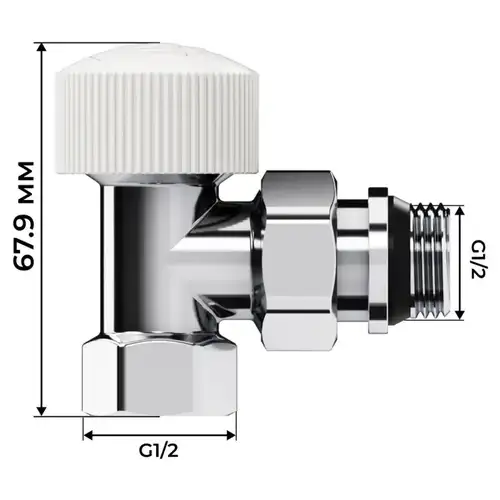 Комплект клапанов радиаторных термостатических угловой 1/2" хром Design Royal Thermo - almatherm.kz