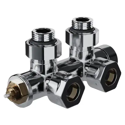 Узел нижний для радиатора термостатический угловой хром 1/2" M30x1.5 Royal Thermo Design Pro - almatherm.kz