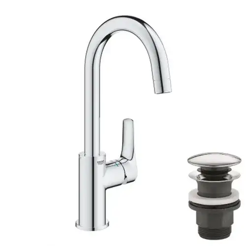 Смеситель кухни с высоким изливом и донным клапаном размер L Grohe Eurosmart 23970003 - almatherm.kz